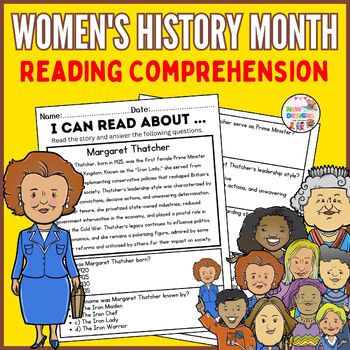 Preview of Margaret Thatcher Reading  Comprehension / Women's History Month Worksheets