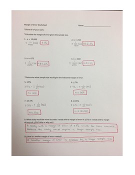 margin of error common core algebra 2 homework answers