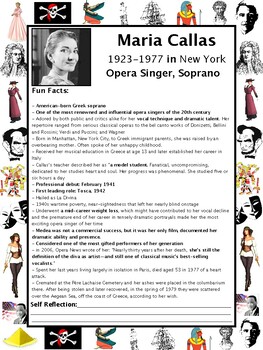 Preview of Maria Callas PACKET & ACTIVITIES, Important Historical Figures Series