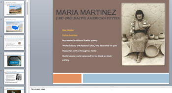 Preview of Maria Martinez, Pueblo Art History Lesson, works with any coil pot lesson!