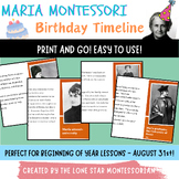 Maria Montessori Birthday Timeline - August 31st!