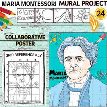 Preview of Maria Montessori Collaborative Poster Mural Project Women’s History Month Craft