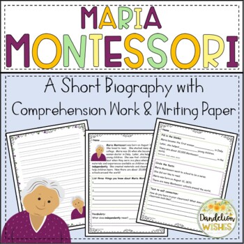 Preview of Maria Montessori Comprehension Work & Writing Paper