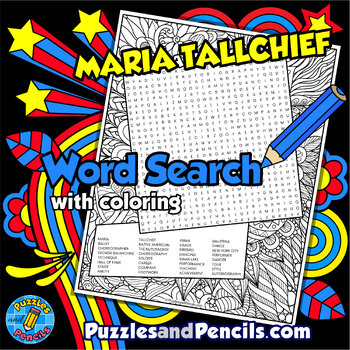 Preview of Maria Tallchief Word Search Puzzle & Coloring | Native American Heritage Month