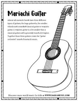 Preview of Mariachi Guitar - Free Coloring Page