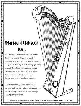Preview of Mariachi (Jalisco) Harp Coloring Page