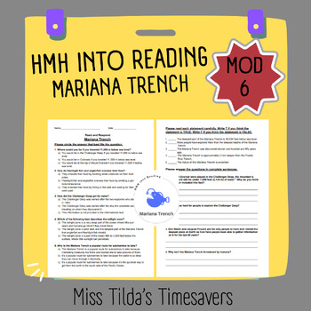 Preview of Mariana Trench - Grade 4 HMH into Reading 
