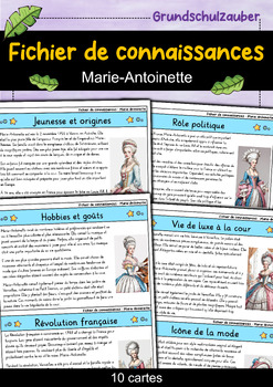 Preview of Marie-Antoinette - Fichier de connaissances - Personnages célèbres (français)