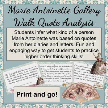 Preview of Marie Antoinette Gallery Walk Quote Analysis