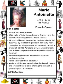 Preview of Marie Antoinette PACKET & ACTIVITIES, Important Historical Figures Series