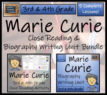 Preview of Marie Curie Close Reading & Biography Bundle | 3rd Grade & 4th Grade