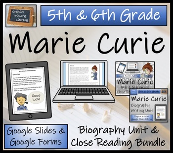 Preview of Marie Curie Biography & Close Reading Bundle Digital & Print | 5th & 6th Grade