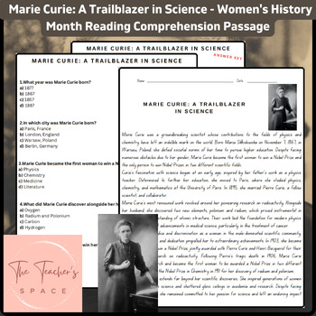 Preview of Marie Curie: A Trailblazer in Science - Women's History Month Reading Passage