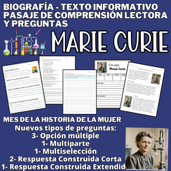 Preview of Marie Curie -Biografía- Pasaje de lectura- Mes de la Historia de la Mujer