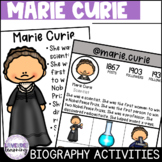 Marie Curie Biography Activities, Worksheets, Report - Wom