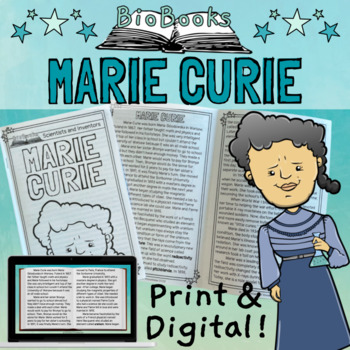 Preview of Marie Curie Biography Reading Passage Activity Booklet PRINT and DIGITAL