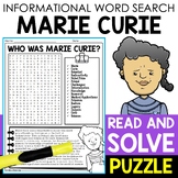 Marie Curie Biography Word Search Puzzle Women's History M