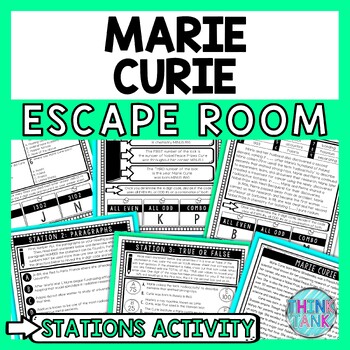 Preview of Marie Curie Escape Room Stations - Reading Comprehension Activity