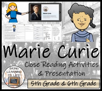 Preview of Marie Curie Grade Close Reading Comprehension Activity | 5th Grade & 6th Grade