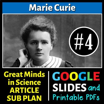 Preview of Marie Curie - Science Article/Sub Plan #4 | Printable & Distance Learning