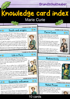 Preview of Marie Curie - Knowledge card index - Famous personalities (English)