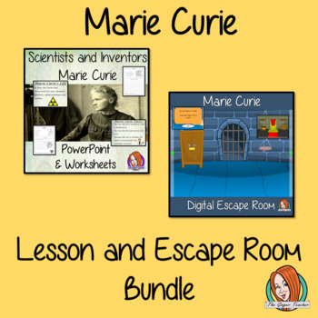 Preview of Marie Curie Lesson and Escape Room Bundle