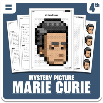 Preview of Marie Curie Math Mystery Picture - Grade 4 Operations - Women's History Month