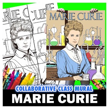 Preview of Marie Curie Perfect Women's History Month Collaborative Mural Project Lesson