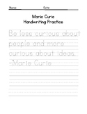 Marie Curie Quote Handwriting Practice