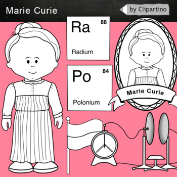 Preview of Marie Curie clipart bw