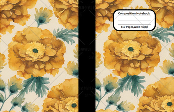 Preview of Marigold #2 Flower Composition Notebook Cover For School,Home,Work, Clip Art
