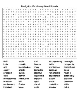 marigolds by e collier crosswords word searches wkeys tpt