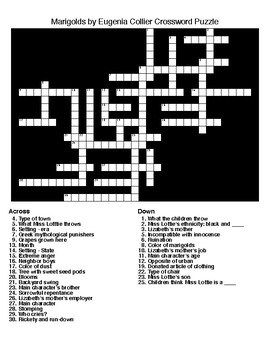 Preview of Marigolds by E Collier Crosswords & Word Searches w/KEYS