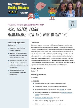 Preview of Risky Behavior Classroom Activity: Marijuana: How and Why to Say No