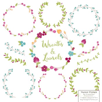 Marina Bohemian Floral Wreaths & Laurels by AmandaIlkov | TpT