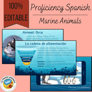 Preview of Marine Animals: Descriptions and Habitats for Novice Spanish
