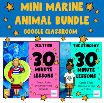 Preview of Marine Animals Mini Bundle Stingray Jellyfish - No prep lesson - Google Slides ™