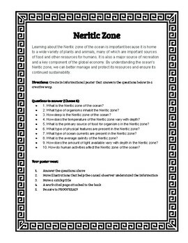 Marine Biology Biome Zones Research Poster Project W/Sped Support