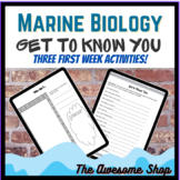 Marine Biology- First day of school- Ice breaker- Activity Pack