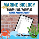 Marine Biology Marine Biome Animal Sort Worksheet