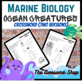 Marine Biology OCEAN CREATURES Crossword W/inclusion option