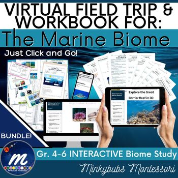Preview of Marine Biome Virtual Field Trip Workbook Fast Facts Unit Study Click, Print, Go!