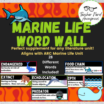 Preview of Marine Life Vocabulary Word Wall ARC Companion