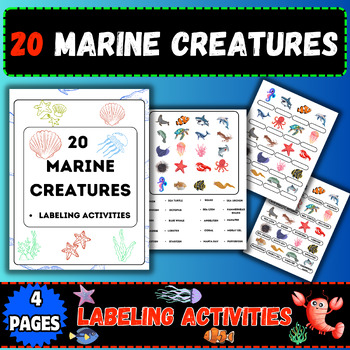 Preview of Marine Marvels: 20 marine creatures -Labeling Activities for Ocean Enthusiasts