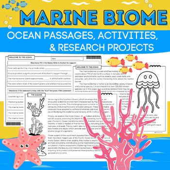 Preview of Marine & Ocean Biome, Habitat, Environment Science Passages & Activities