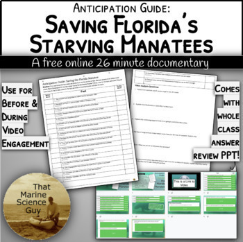 Preview of Marine Science Video Worksheet: Saving Floridas Starving Manatees (26 min)