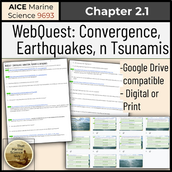 Preview of Marine Science WebQuest: Convergent Boundaries, Subduction, & Tsunamis Worksheet