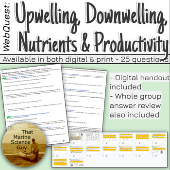 Preview of Marine Science WebQuest: Upwelling Downwelling Nutrients n' Productivity
