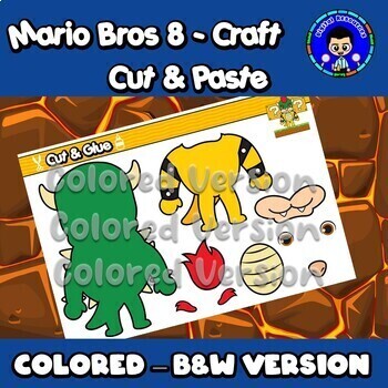 Preview of Mario Bros (10) Cut and Paste Craft Template/Colored - B&W Version /Character 10