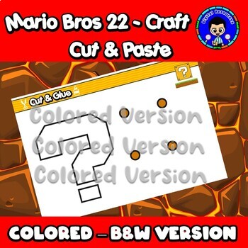 Preview of Mario Bros (22) Cut and Paste Craft Template/Colored - B&W Version/Character 22